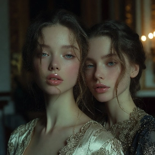 Shy Sweet Girls Hiding Faces Soft Aesthetic Portrait