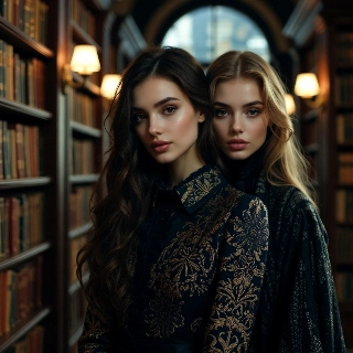 สาวๆ สไตล์อะคาเดเมียสุดดาร์คในห้องสมุดเรืองแสง