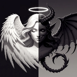 Angel Demon Contrast Wings Horns Matching PFP Art