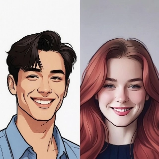 Awkward smile relatable meme matching PFPs featuring cartoon guy and girl with shy grins and expressive vibes