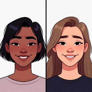 Awkward Smile Bestie Matching PFPs in Cute Illustration Style