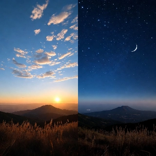 Day Night Split Horizon Mountain Scenery PFP