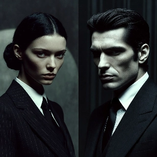 Elegant Mafia Couple Noir Style Portrait