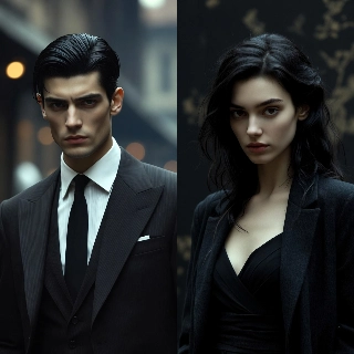 Mafia Couple Noir Style Elegant Suits