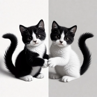Yin Yang Black White Cats Bestie Matching PFPs