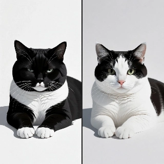 Yin Yang Black White Cats Matching PFP Art