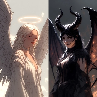 Angel Demon Couple Matching PFPs Digital Art