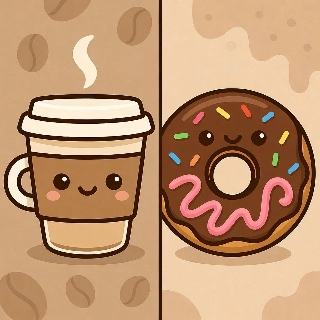 Cute Kawaii Coffee Cup and Donut Matching PFPs