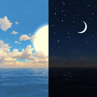 Day Night Split Ocean Couple Matching Aesthetic