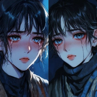 Emotional Anime Couple Matching PFPs with Tears