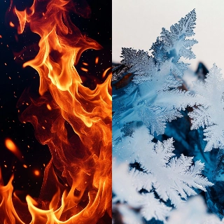 Fire and Ice Clashing Elements Abstract Duo Art