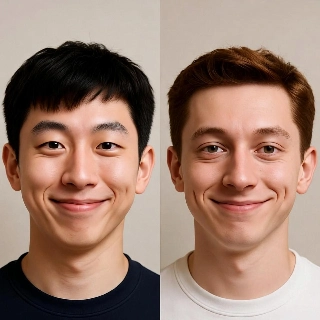 Joyful Couple Matching Smiles in Casual Realistic Style