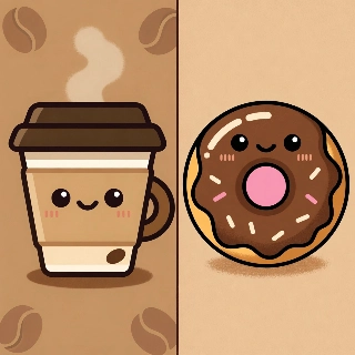 Kawaii Coffee Cup and Donut Matching PFPs