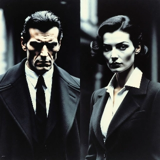 Mafia Couple Noir Style Elegant Suits