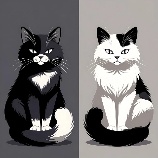 Matching Black White Tuxedo Cat Couple PFPs