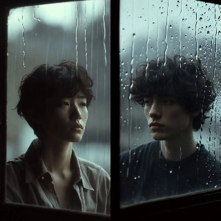 รูปโปรไฟล์คู่รักหน้าต่างฝนตก สไตล์เข้ากัน