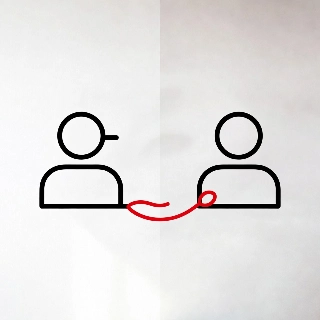 Red String of Fate Minimalist Couple Line Art
