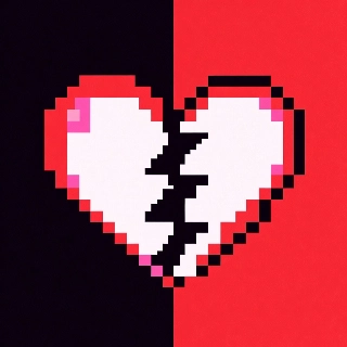 Split Pixel Heart 8-Bit Love Matching PFP