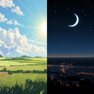 Vibrant Day Night Couple Matching Landscape PFPs