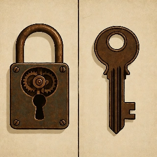 Vintage Lock and Key Metallic Couple Matching PFP