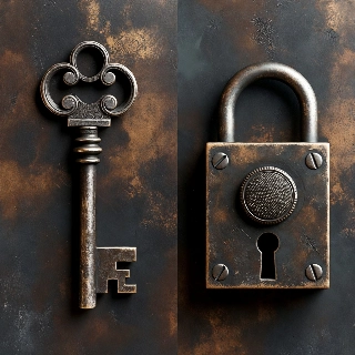 Vintage Lock and Key Metallic Couple Matching PFP