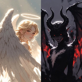 Angel Demon Contrast Wings Horns Anime PFP