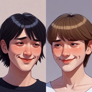 รูปโปรไฟล์อนิเมะสามภาพที่มีรอยยิ้มเขินอายที่เข้ากับสถานการณ์ได้ดี