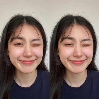 รูปโปรไฟล์สามภาพที่มีมยิ้มและขยิบตาแบบแปลกๆ