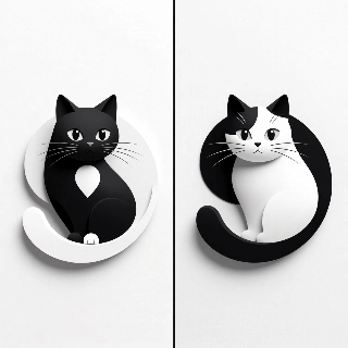 Black and White Cats Yin Yang Matching PFPs