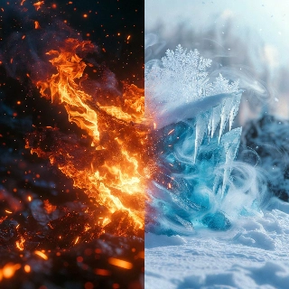 Fire and Ice Elements Clashing Dynamic Split PFP