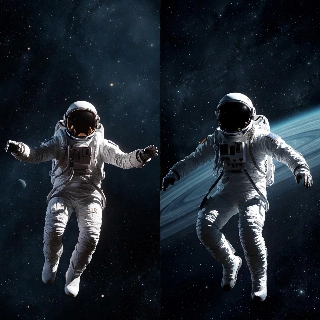 Floating Space Astronauts Zero Gravity Trio Matching PFPs