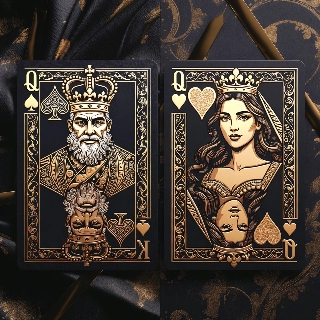 Luxury Gold King Queen Cards Illustration