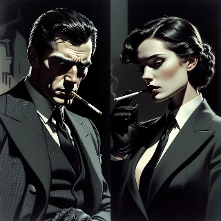 Mafia Couple Noir Style Elegant Suits PFP