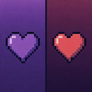 Split Pixel Heart 8-Bit Love Duo