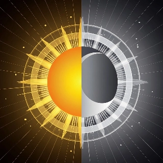Sun and Moon Celestial Duo Gold Silver Vector Art