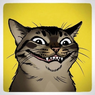 Awkward Smiling Cat Meme Sketch Style