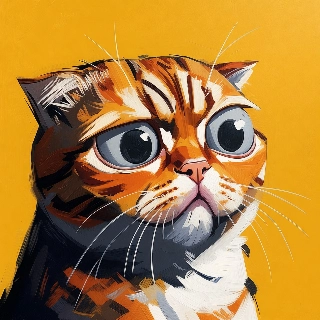 Confused Orange Tabby Cat Painterly Meme Portrait