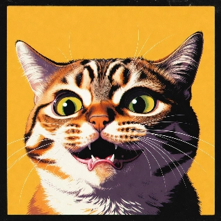 Fierce Tabby Cat Intense Eyes Meme Art