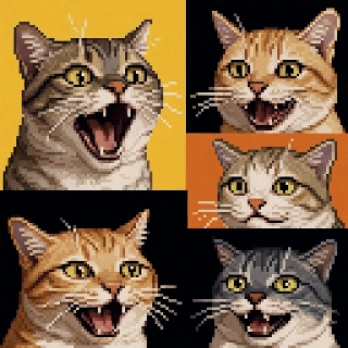 Pixel Art Laughing Cat Meme Collection