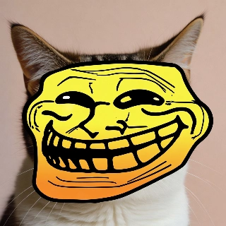 Troll Face Cat Meme in Classic Cartoon Style