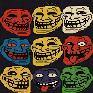 Colorful Pixel Art Troll Faces Meme Grid