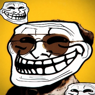 Cool Dog Trollface with Sunglasses Meme Style
