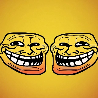 Double Shocked Troll Faces Bright Cartoon Style