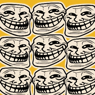 Fierce Trollface Pattern with Intense Angry Eyes