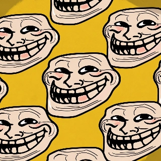 Shocked Trollface Pattern Bright Yellow Meme Style