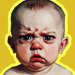 Angry Baby Funny Serious Portrait Digital Art