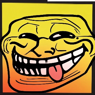 Classic Troll Face Meme in Bold Yellow Outline Style