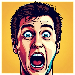 Shocked Wide-Eyed Man in Bold Vector Art