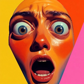 Vibrant Shocked Cartoon Face Expression