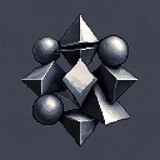 3D Abstract Metallic Geometric Sculpture
